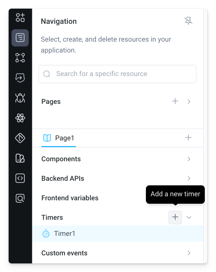 Add a timer from the Navigation panel