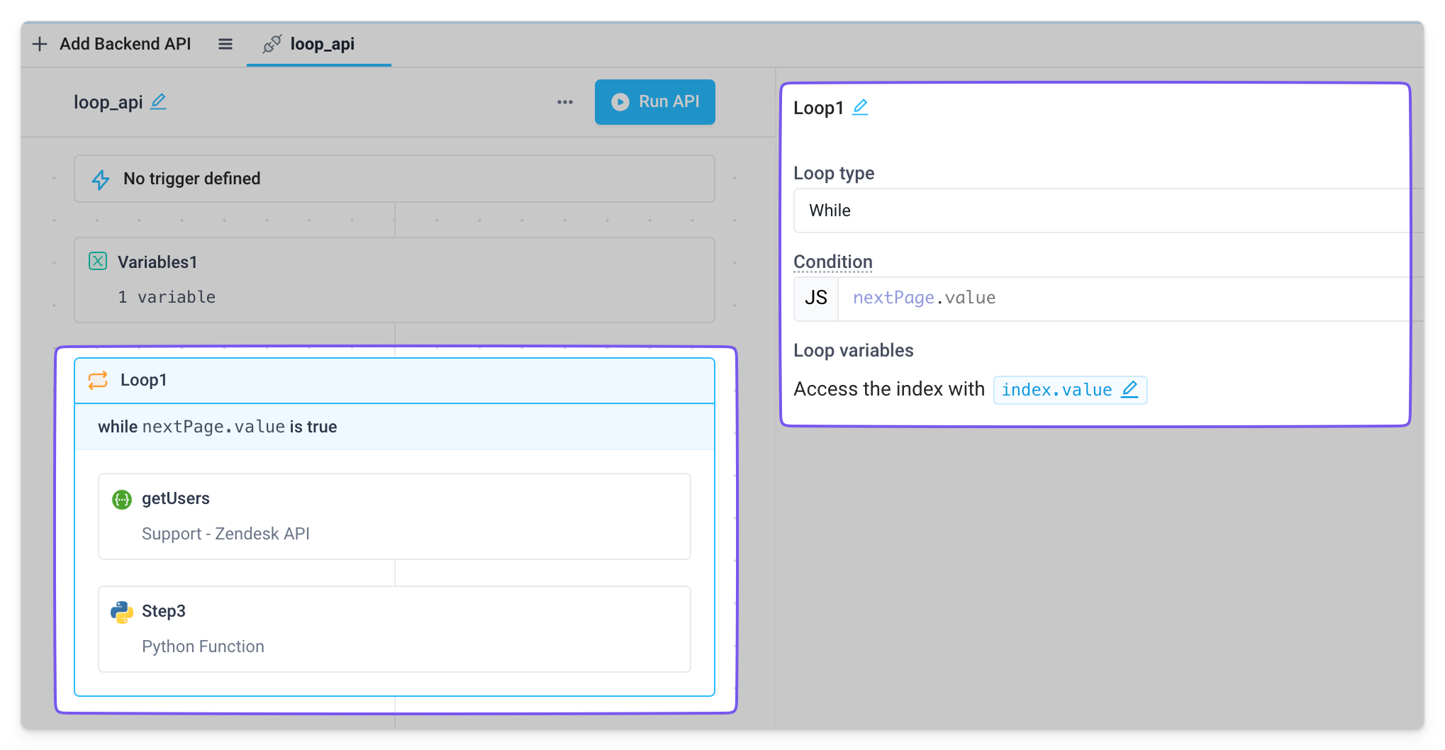 Setup a while loop block