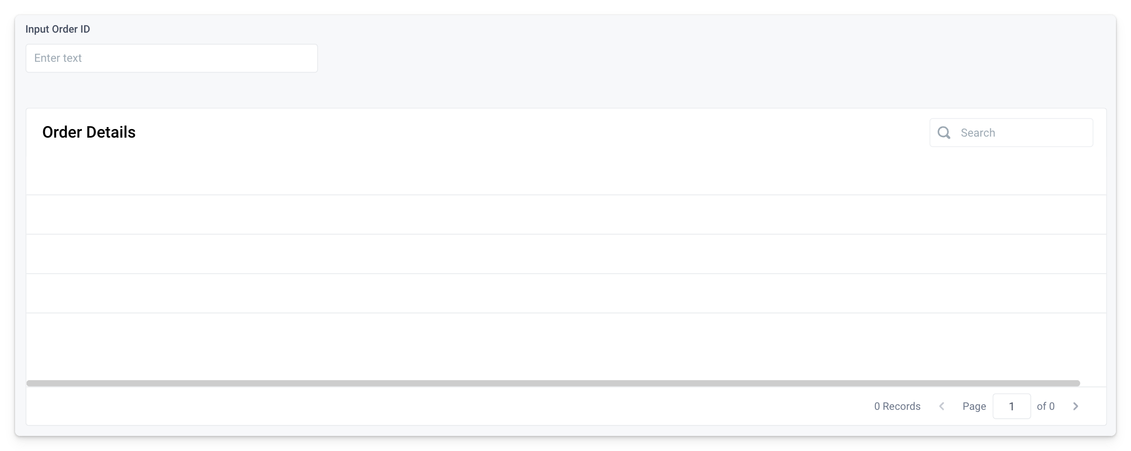 Application framework with an Input and Table component
