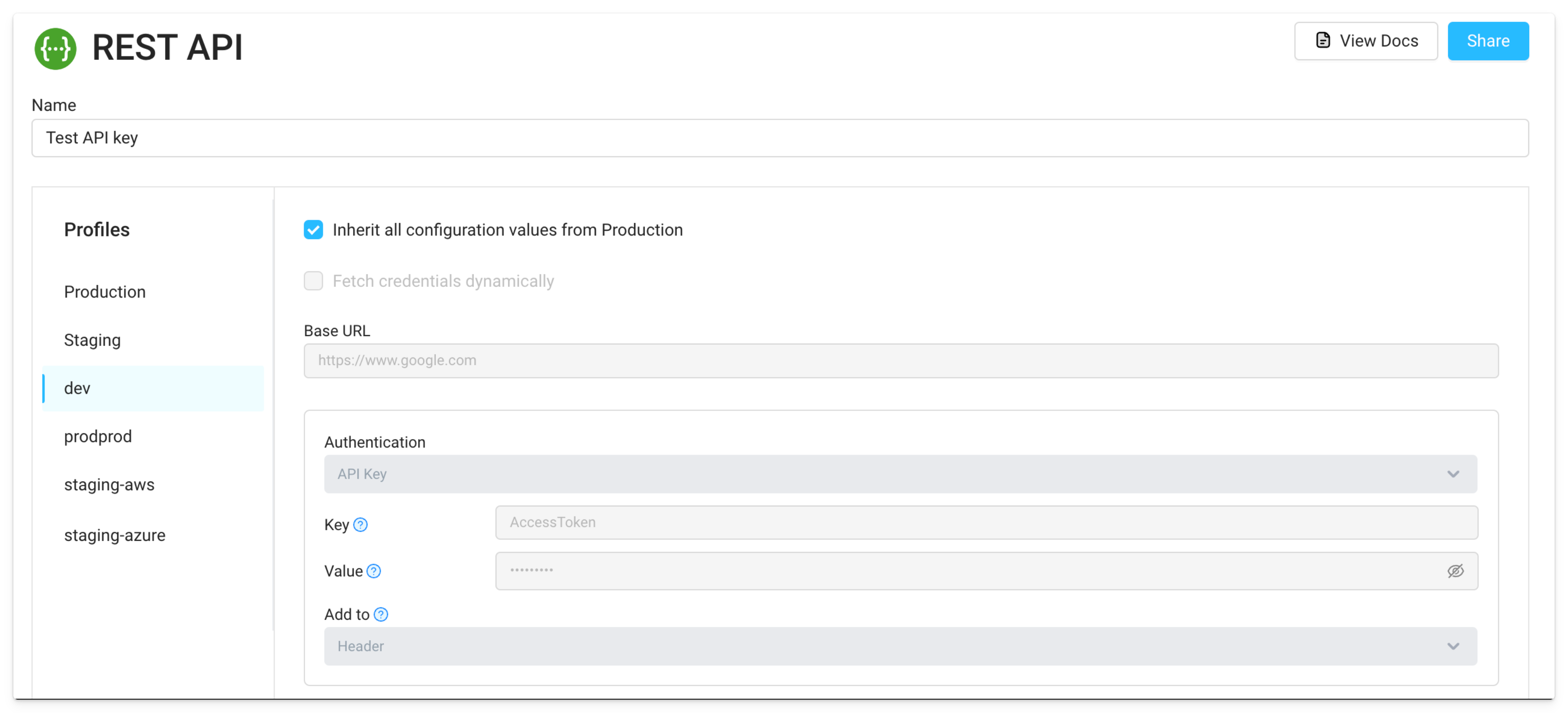 Setting up new Profile credentials for integration