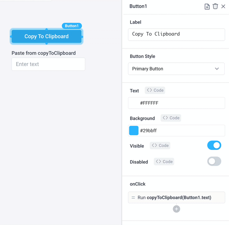 Copy text to clipboard via a button's onClick event handler