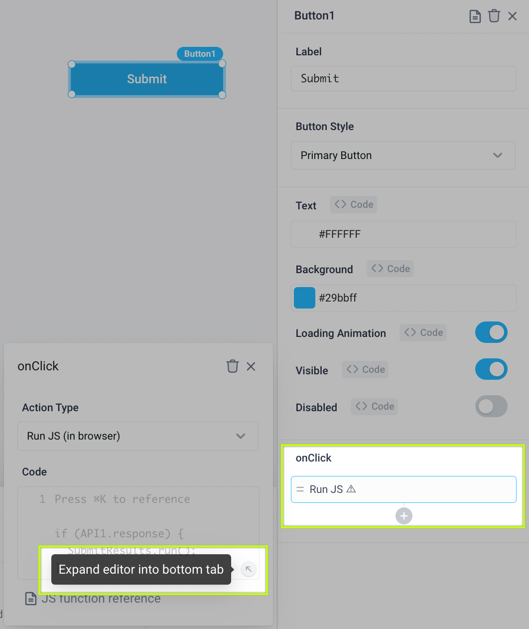 Use the expand editor into bottom tab button for larger writing space